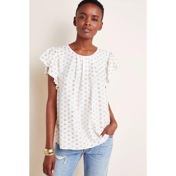 Anthropoligie Aria Shimmer Blouse Amadi Size L. B-5 - Picture 3 of 7